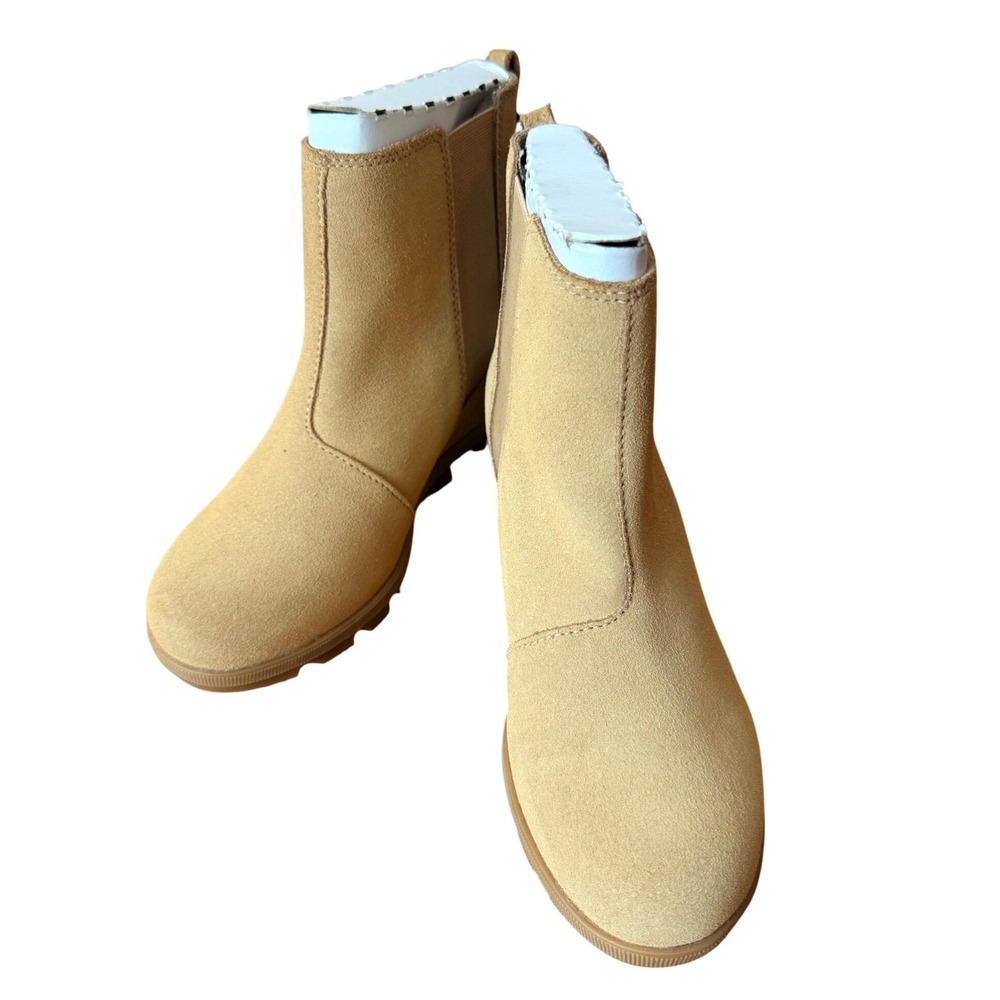 Sorel Evie Chelsea Waterproof Suede Wedge Boots Tan NY4560-253 Womens 4